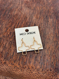 Small Hammered Cross Outline Earrings: Gold