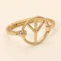 Worn Metal Peace Symbol Bangle Bracelet: Worn Gold