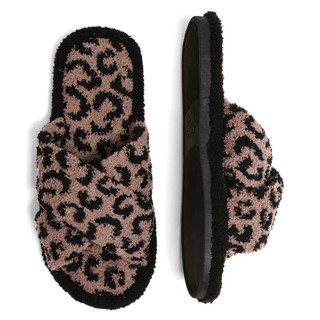 Luxury Soft Crossover Leopard Pattern Slipper: BEIGE / S/M
