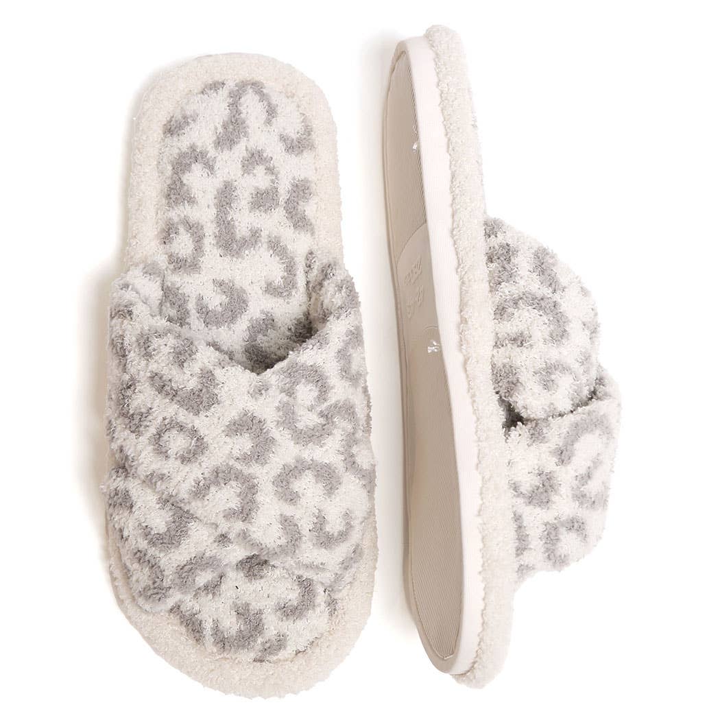 Luxury Soft Crossover Leopard Pattern Slipper: BEIGE / S/M