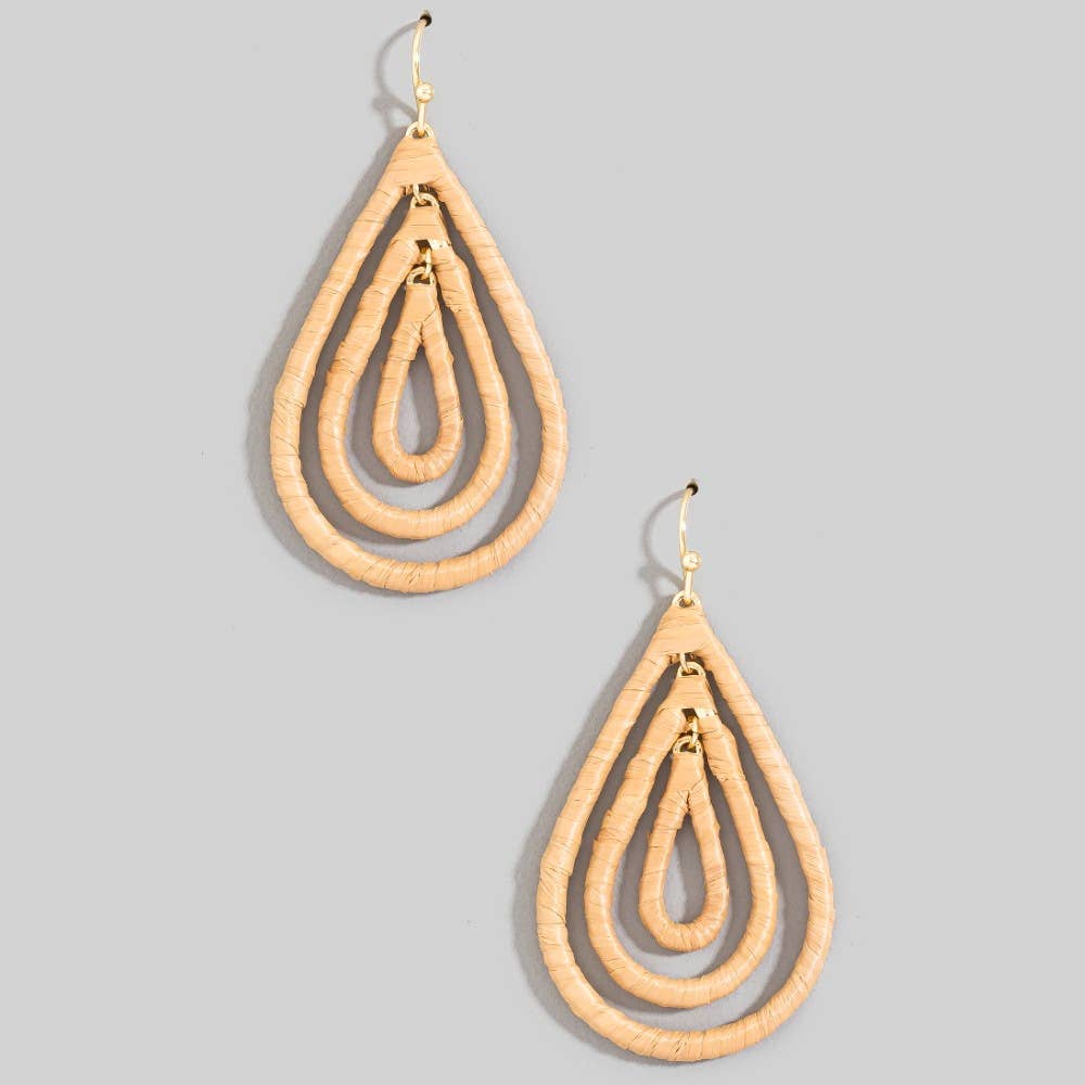 Raffia Wrapped Layered Teardrop Earrings: LBR