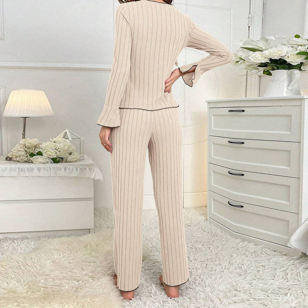 Women's Pajama Set Cozy All-Season Polyester Sleepwear: Off-white / L