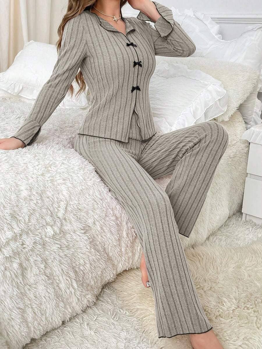 Women's Pajama Set Cozy All-Season Polyester Sleepwear: Off-white / L