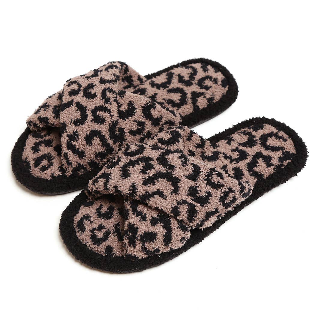 Luxury Soft Crossover Leopard Pattern Slipper: BEIGE / S/M