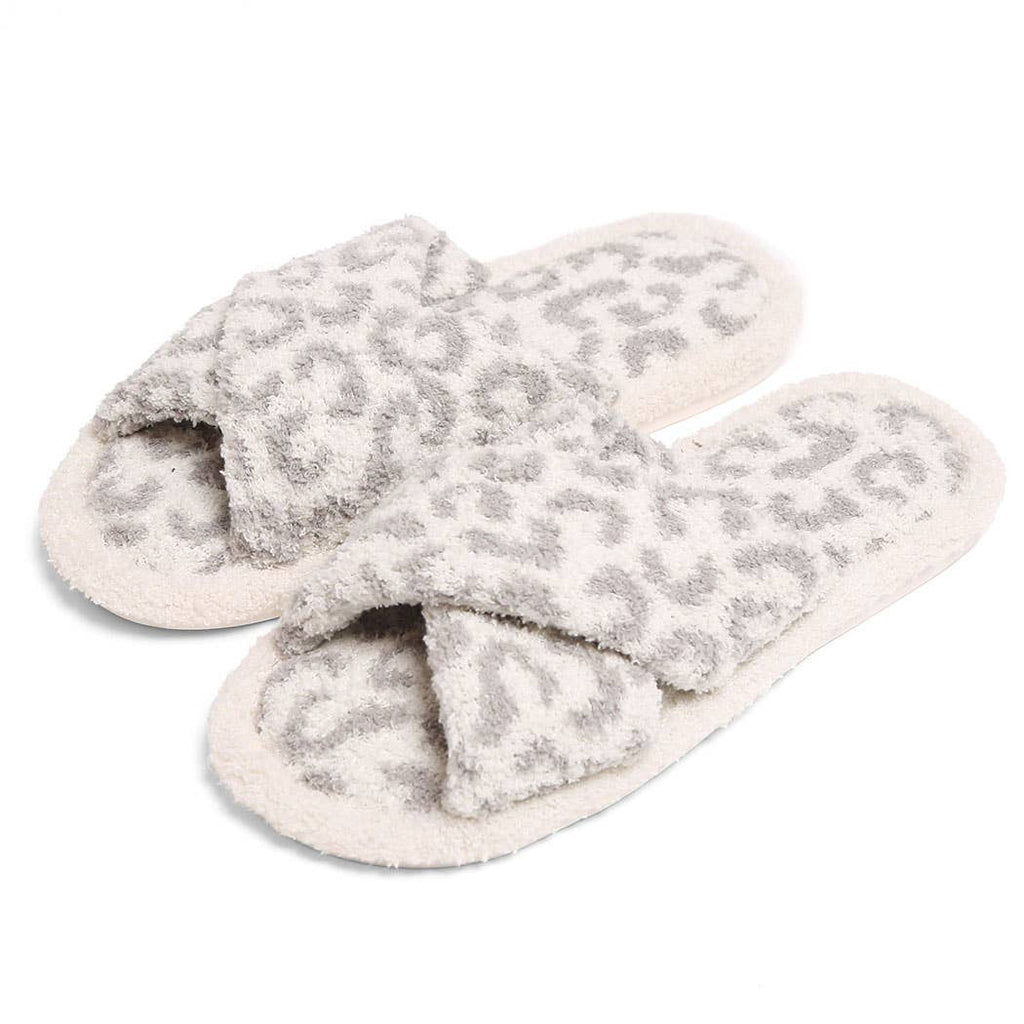 Luxury Soft Crossover Leopard Pattern Slipper: BEIGE / S/M