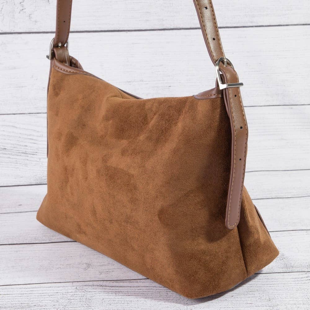 Rectangle Suede With Flap Crossbody Bag: LBR