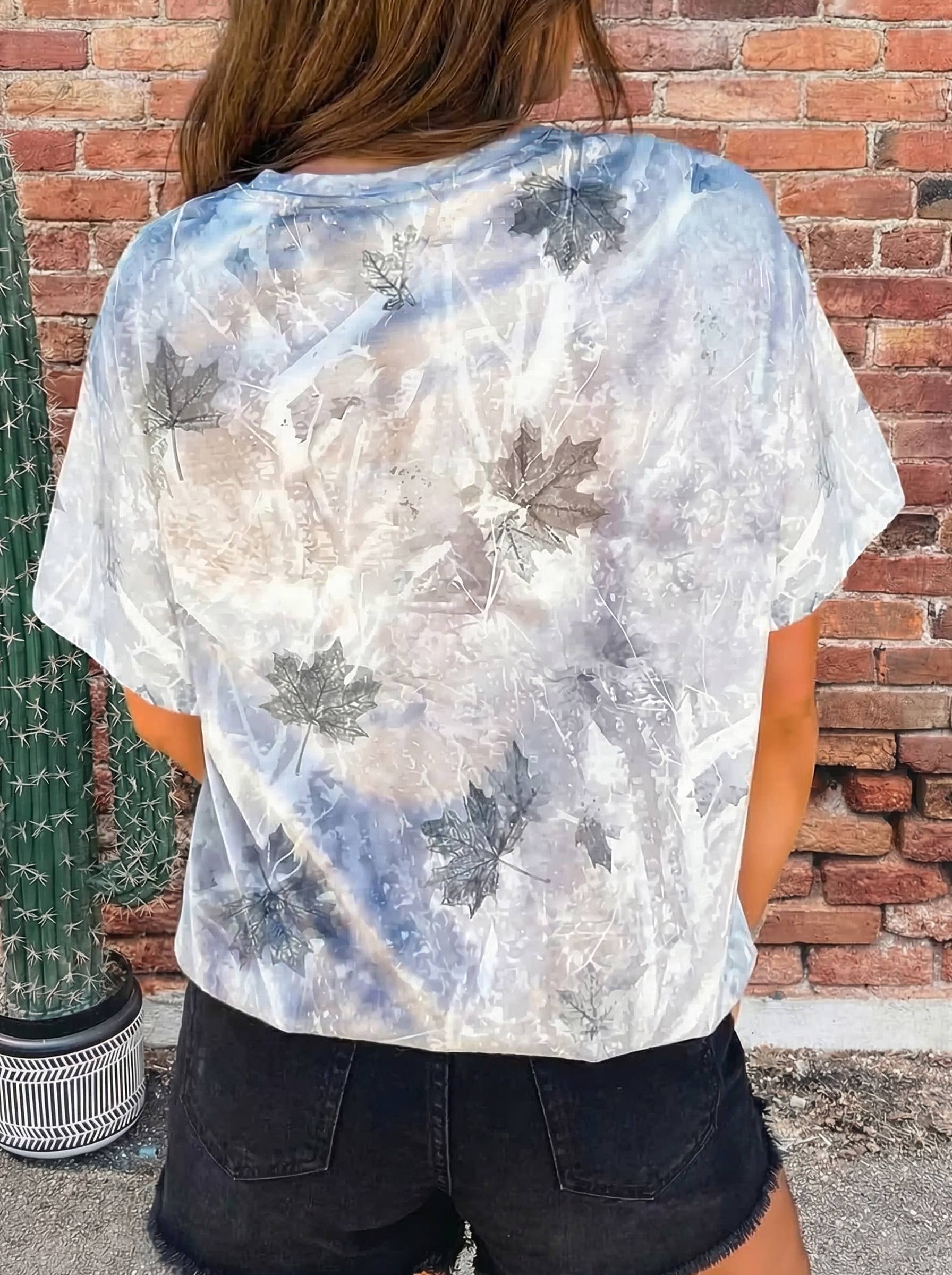 Fall Camouflage Woodland Print Drop Shoulder Tunic Tee: Sweatshirt / L