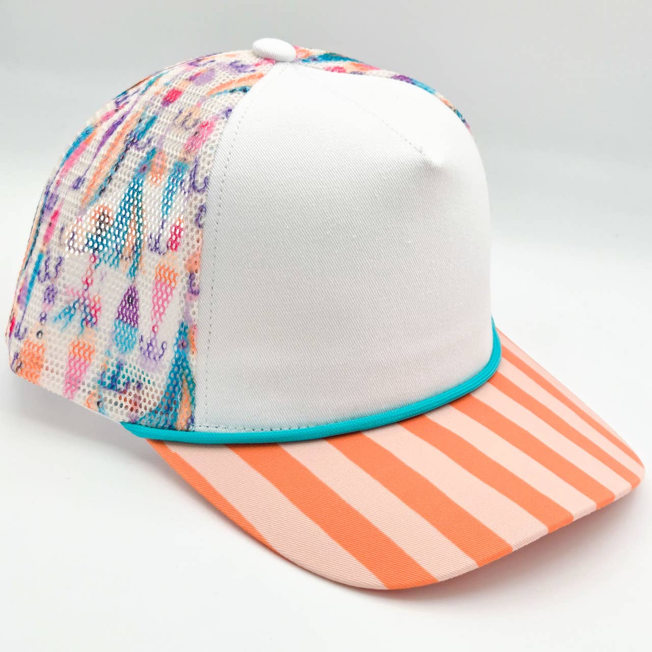 Striped Bill Fishing Lure Mesh Cotton Trucker Hat