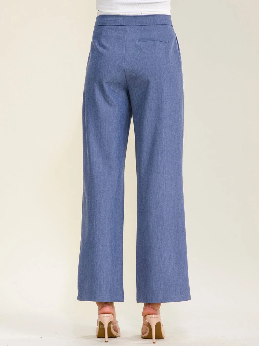 Women's Elastic Waist Self Tie Front Pockets Straight Leg Pants