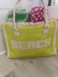 Embroidered Beach Letter Fringe Tote Bag