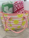 Lemon Strip Fringe Beach tote bag