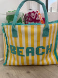 Striped Terry Cloth Beach Tote Bag