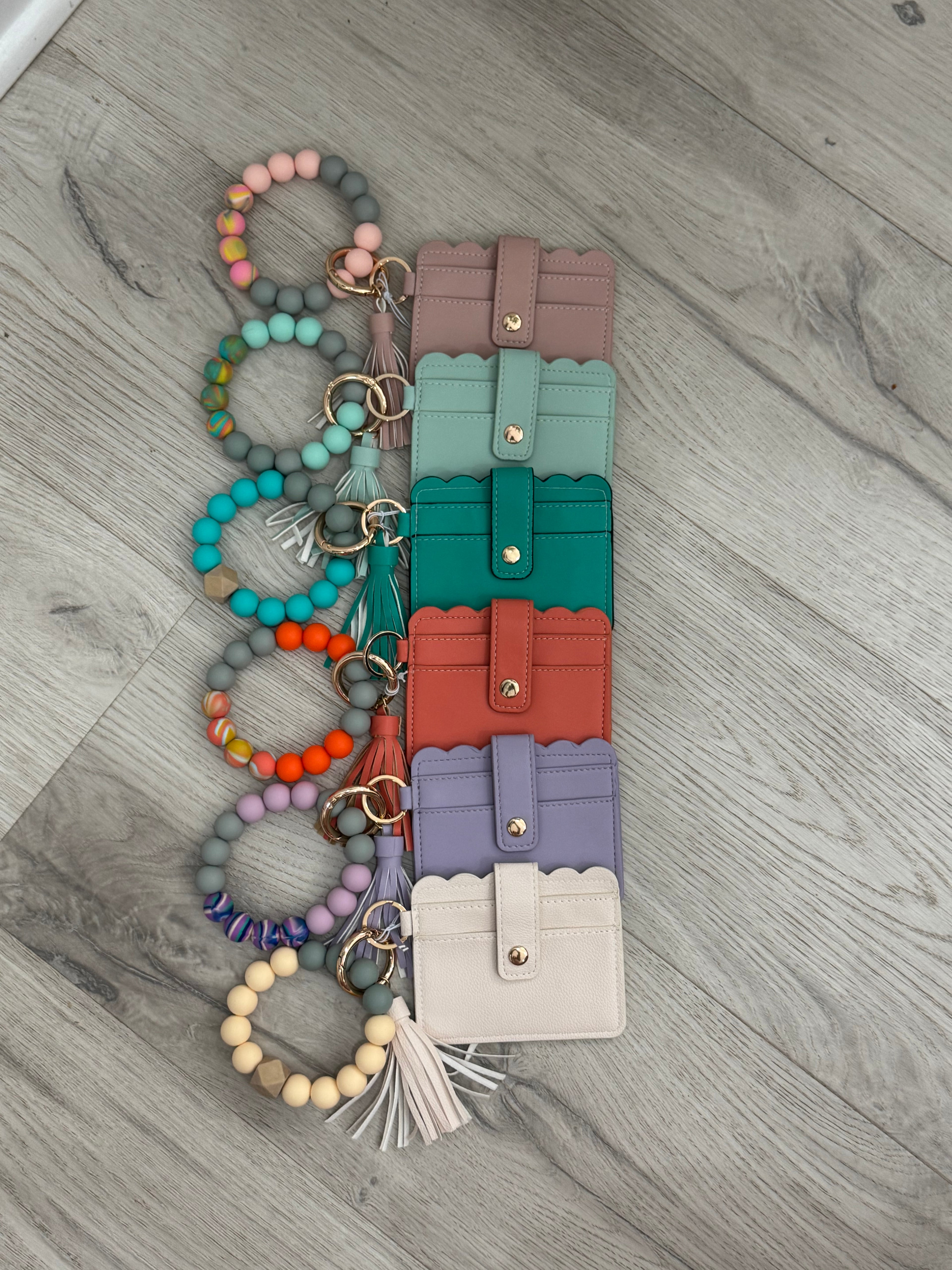 Wallet Wristlet Silicone Bead Tassel Keychain