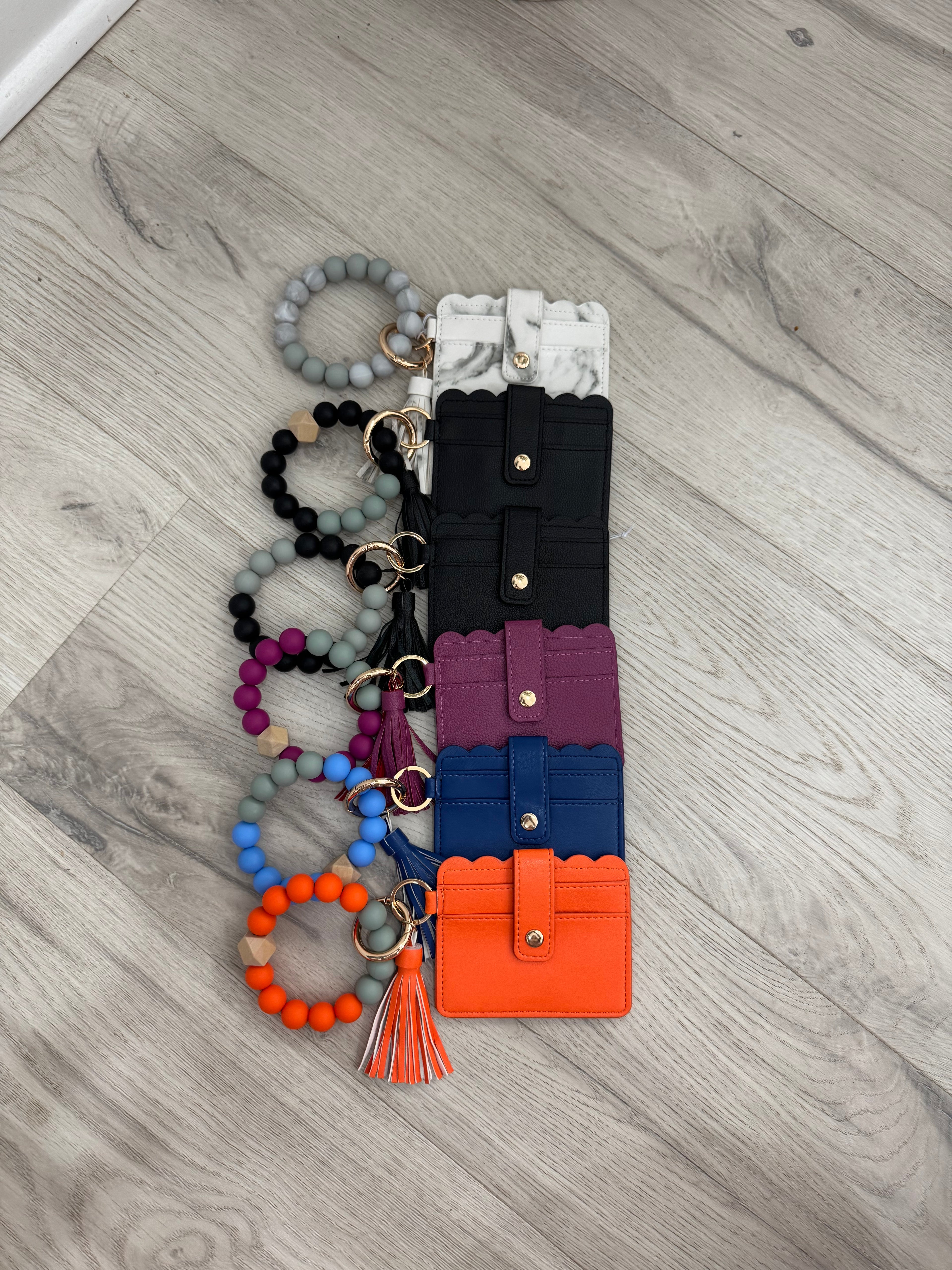 Wallet Wristlet Silicone Bead Tassel Keychain