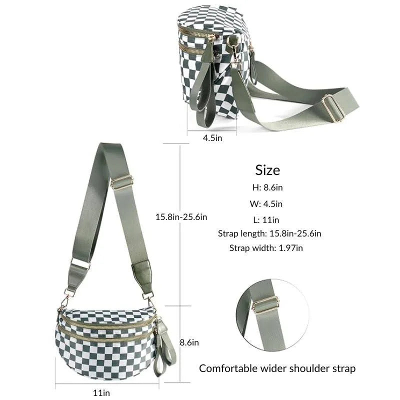 Checkered Print Crossbody Bum Bag