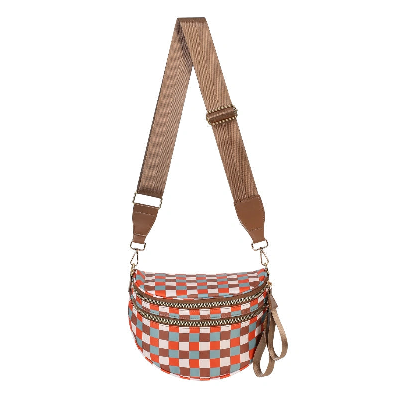 Checkered Print Crossbody Bum Bag