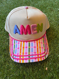 Amen embroidered canvas hat