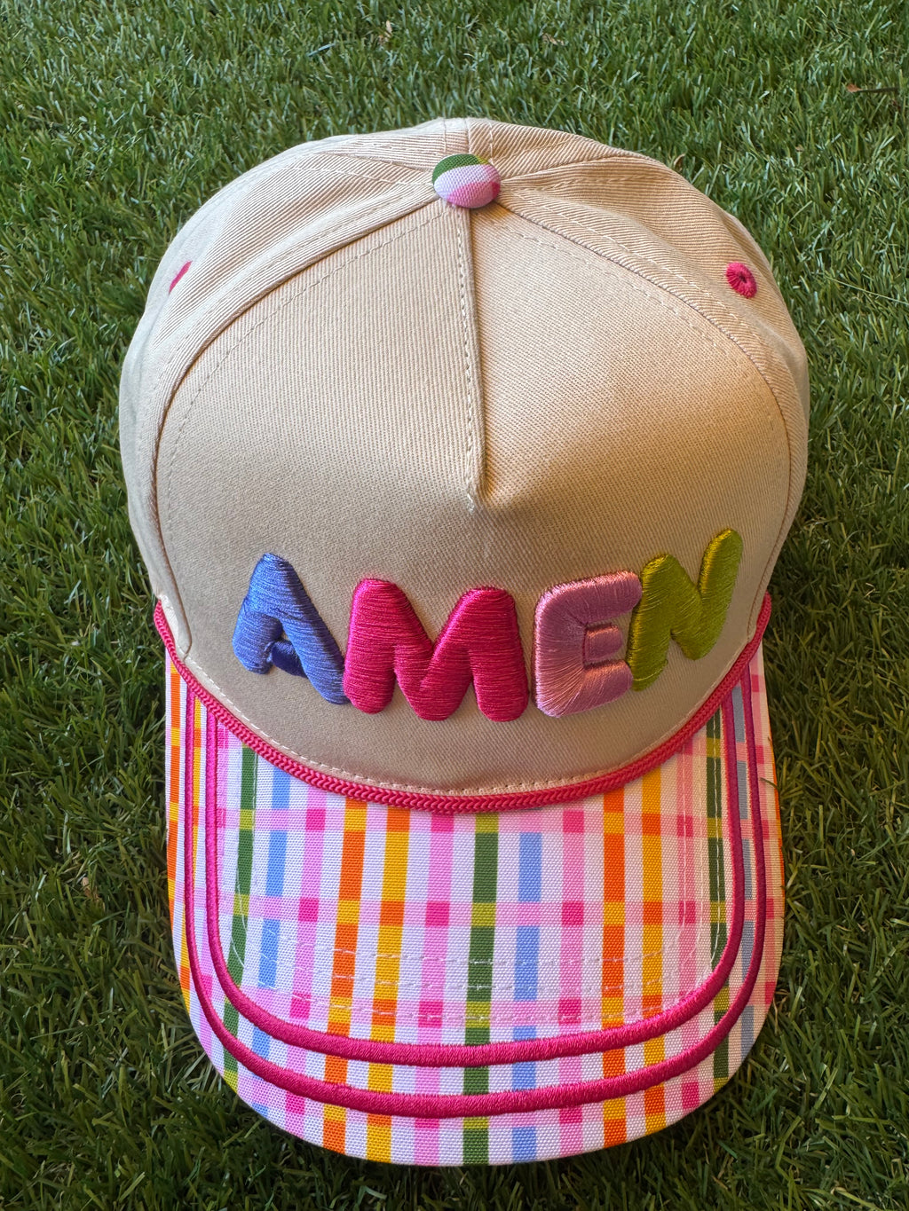 Amen embroidered canvas hat