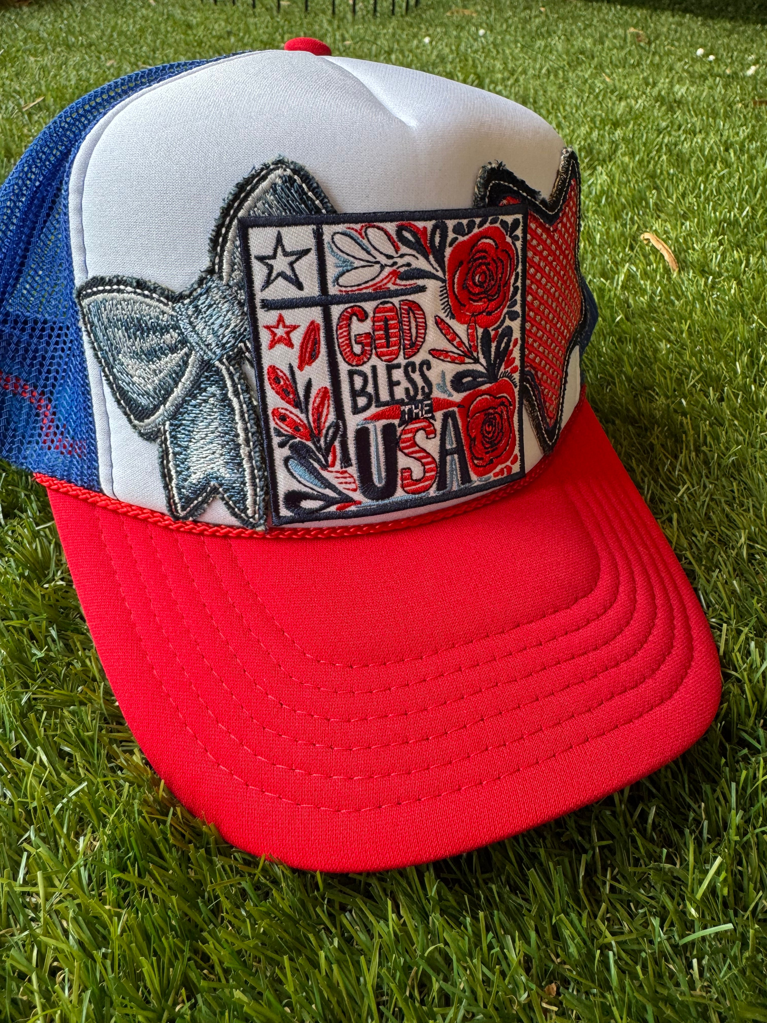 God Bless the USA trucker hat