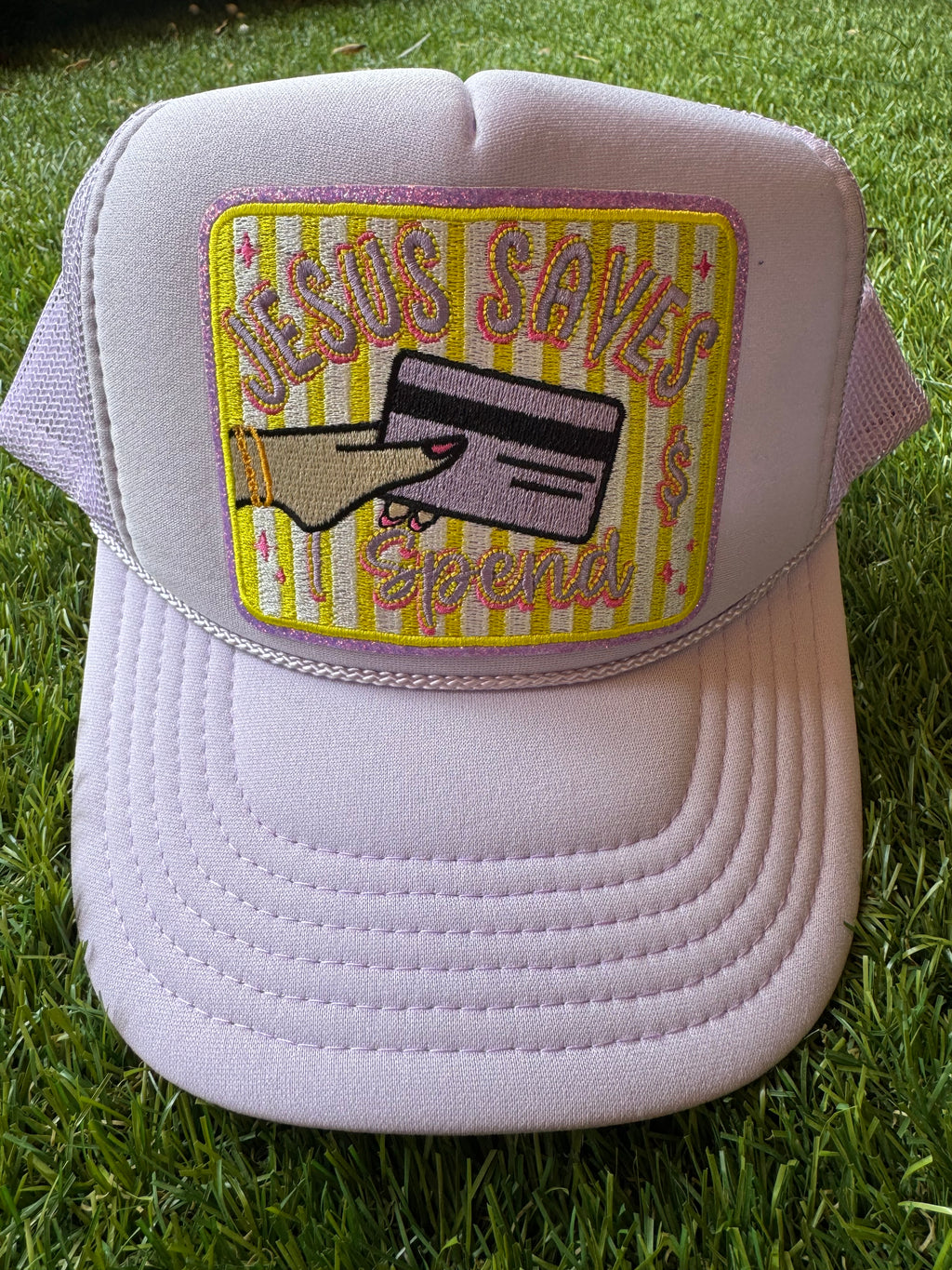 Jesus Saves I Spend trucker hat