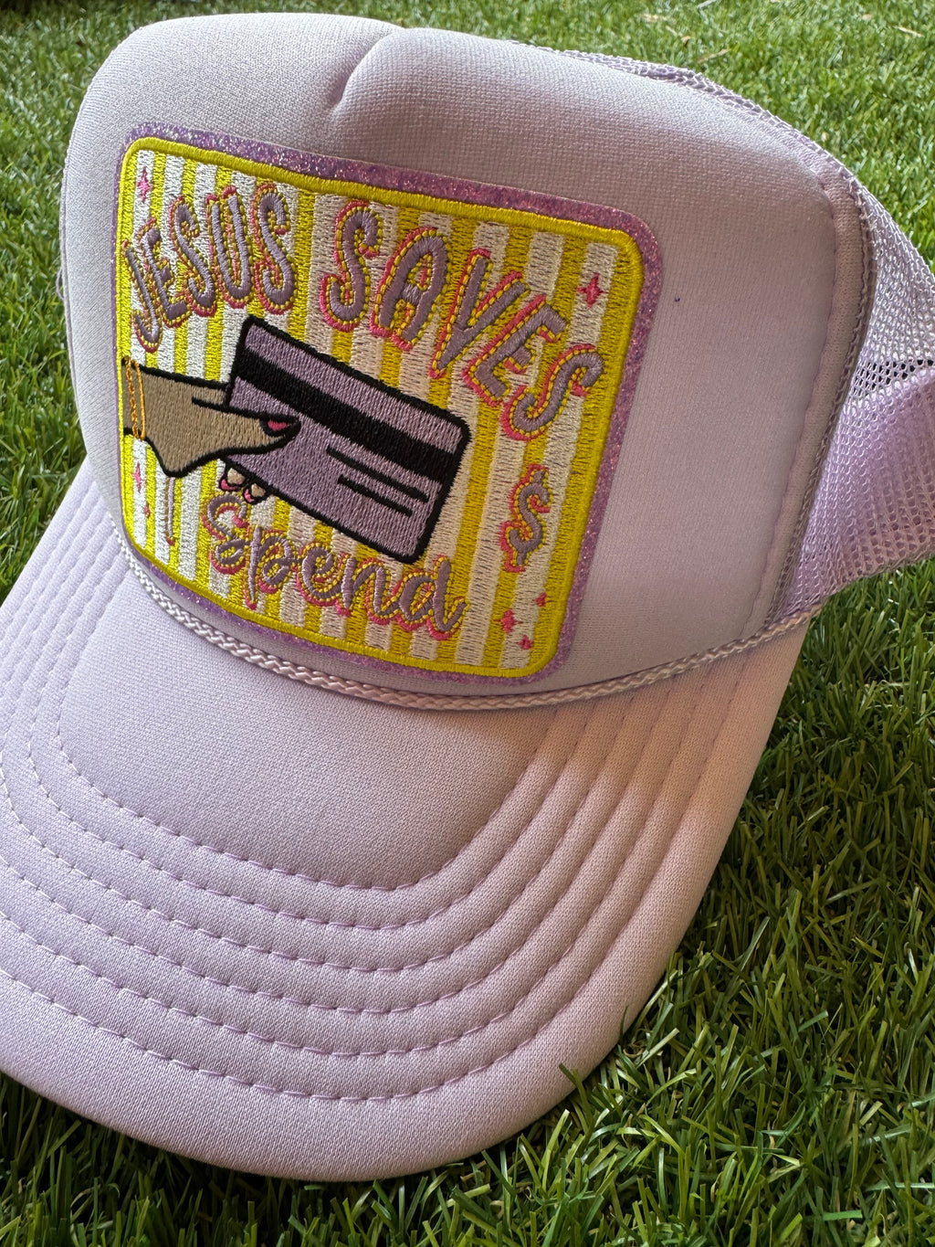 Jesus Saves I Spend trucker hat