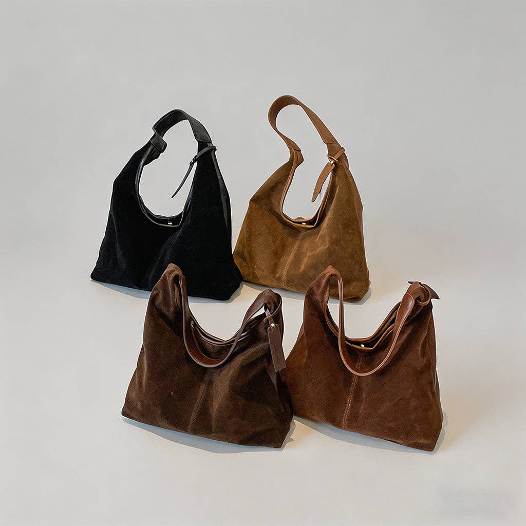 Vintage Suede Hobo Shoulder Bag: Chocolate / One Size