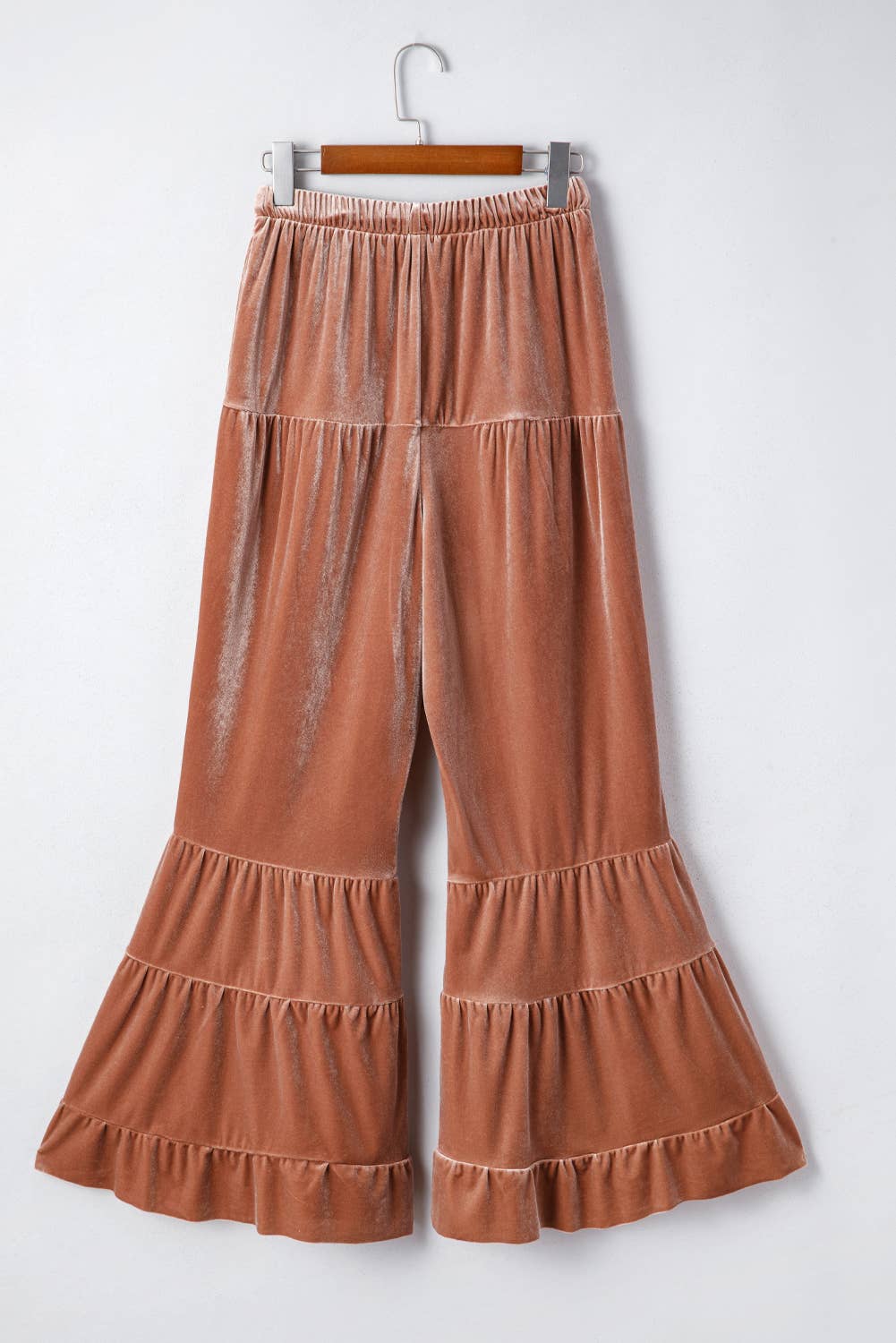 LAS Mineral Wash Lace-up Tiered Bell Bottom Pants (S-XL): Straw Yellow / Missy / L