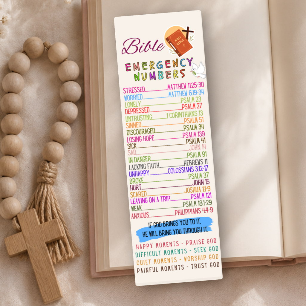 Bible Emergency Numbers Colorful Bookmark