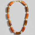 Large Marble Resin Tube Beads Necklace: BR