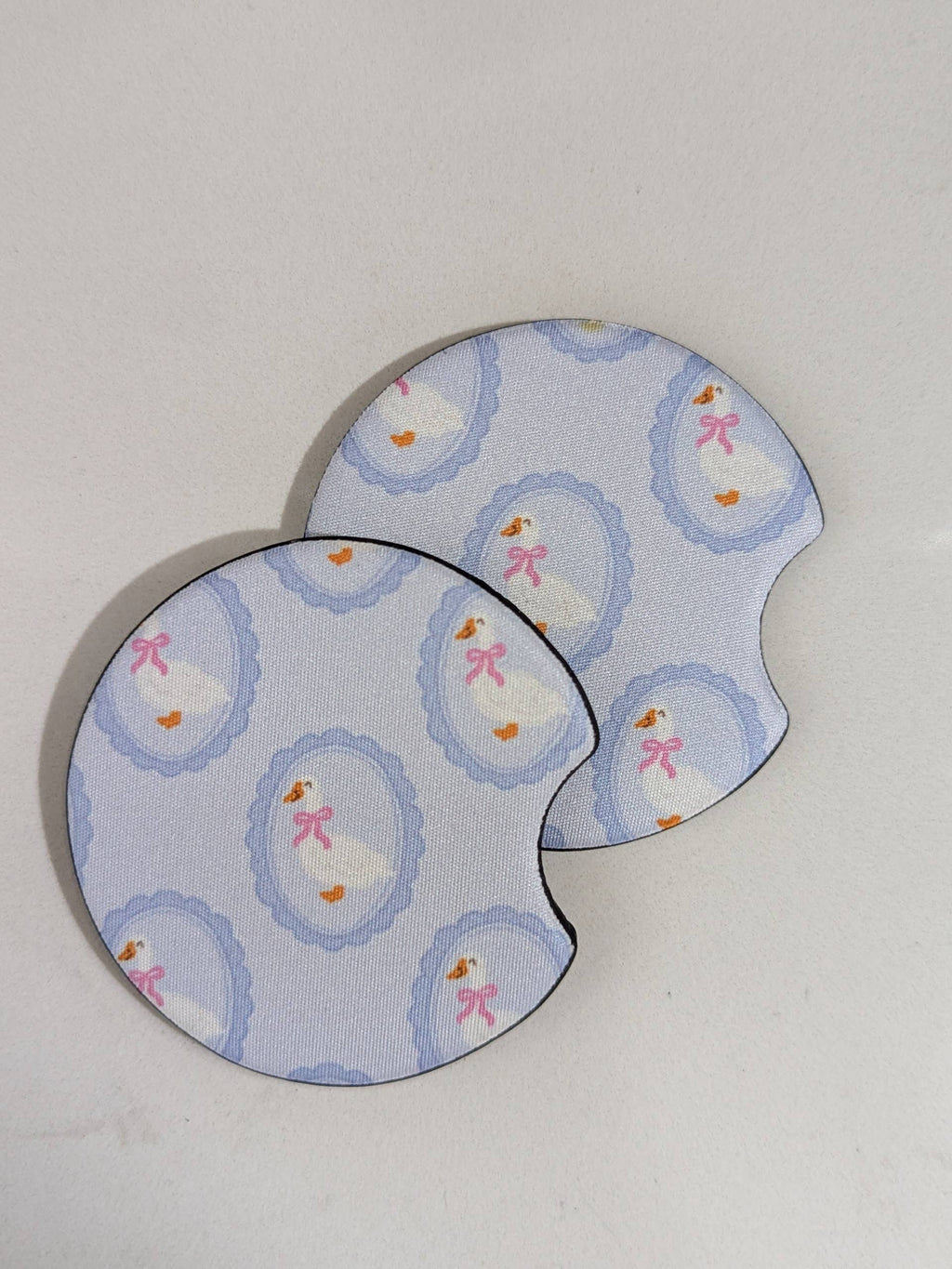 Silly Goose Car Coasters: Blue coquette