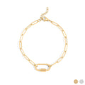 18K Gold PVD Stainless Steel Paperclip Carabiner Bracelet: Gold