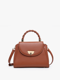 Clarke Twist Lock Small Satchel –Braided Handle Bag | EH2252: Brown