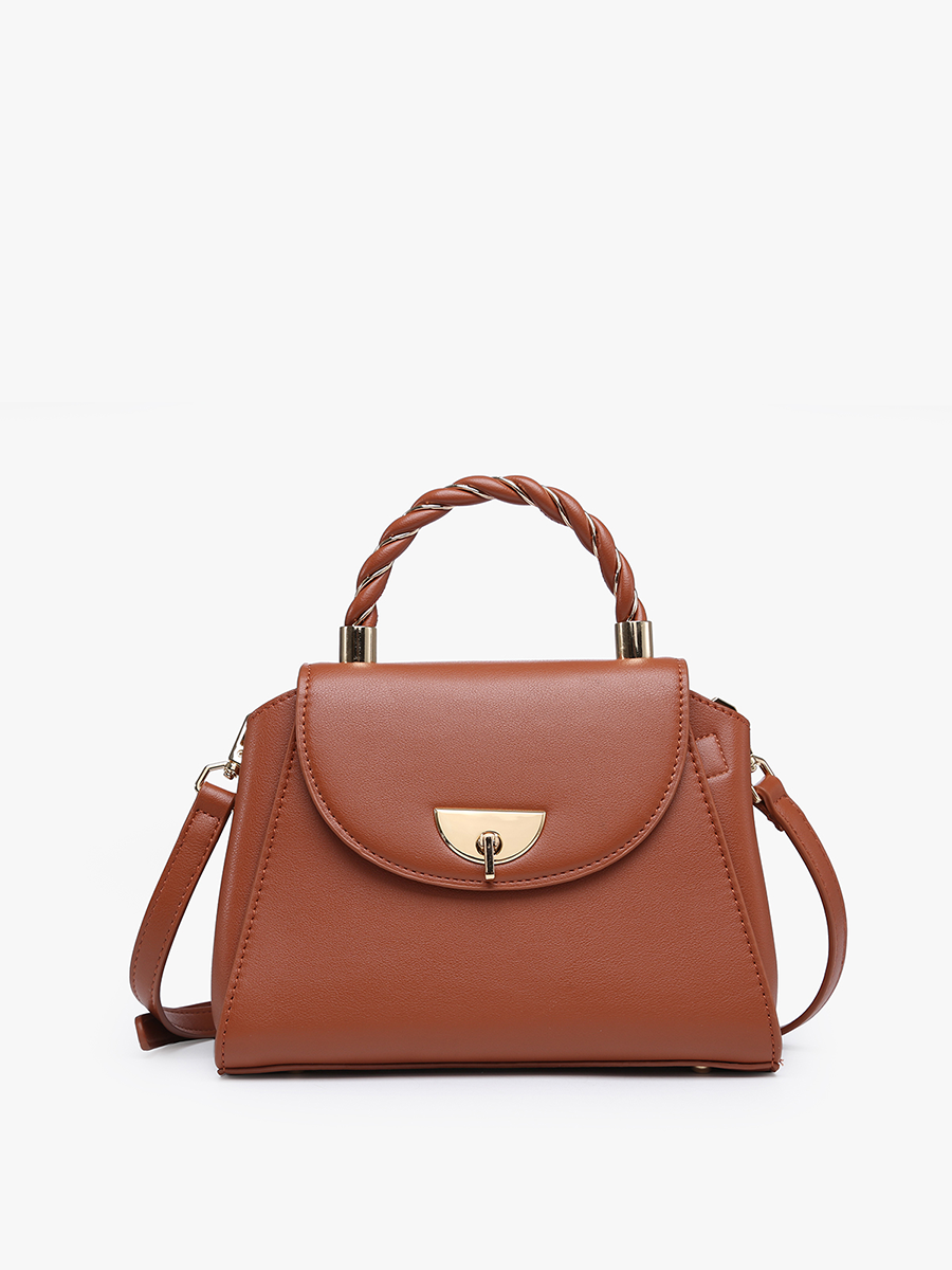 Clarke Twist Lock Small Satchel –Braided Handle Bag | EH2252: Brown