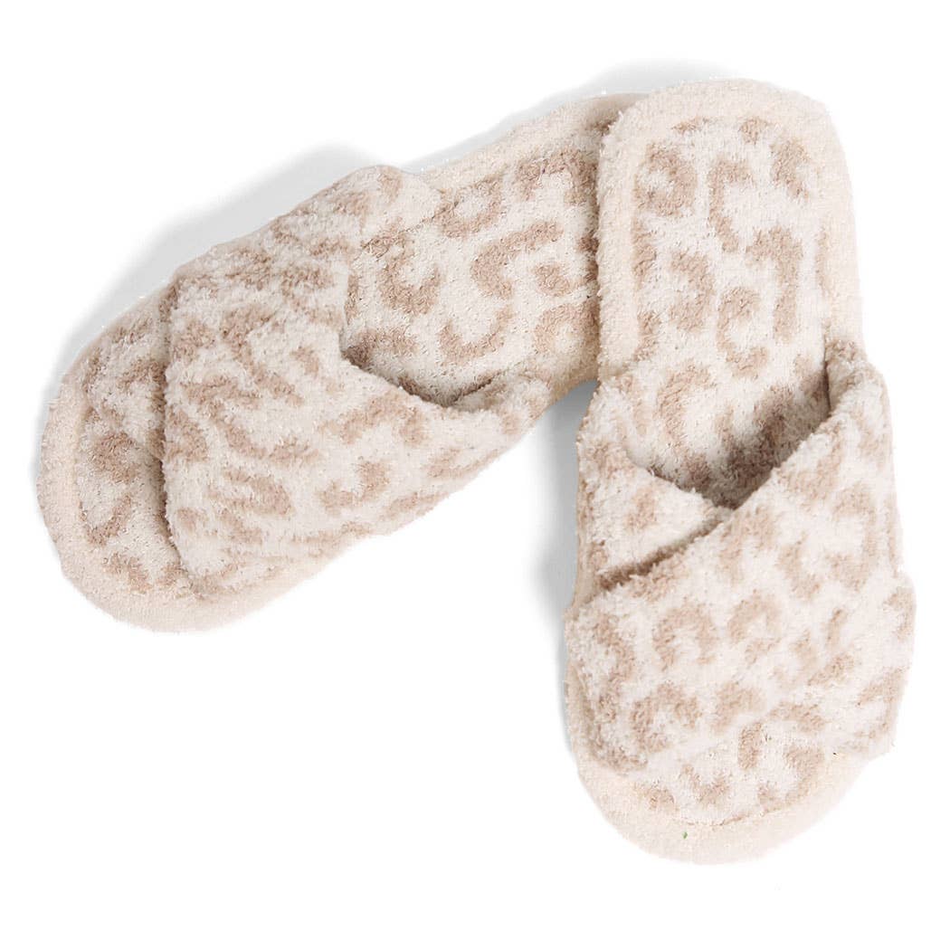 Luxury Soft Crossover Leopard Pattern Slipper: PINK / M/L