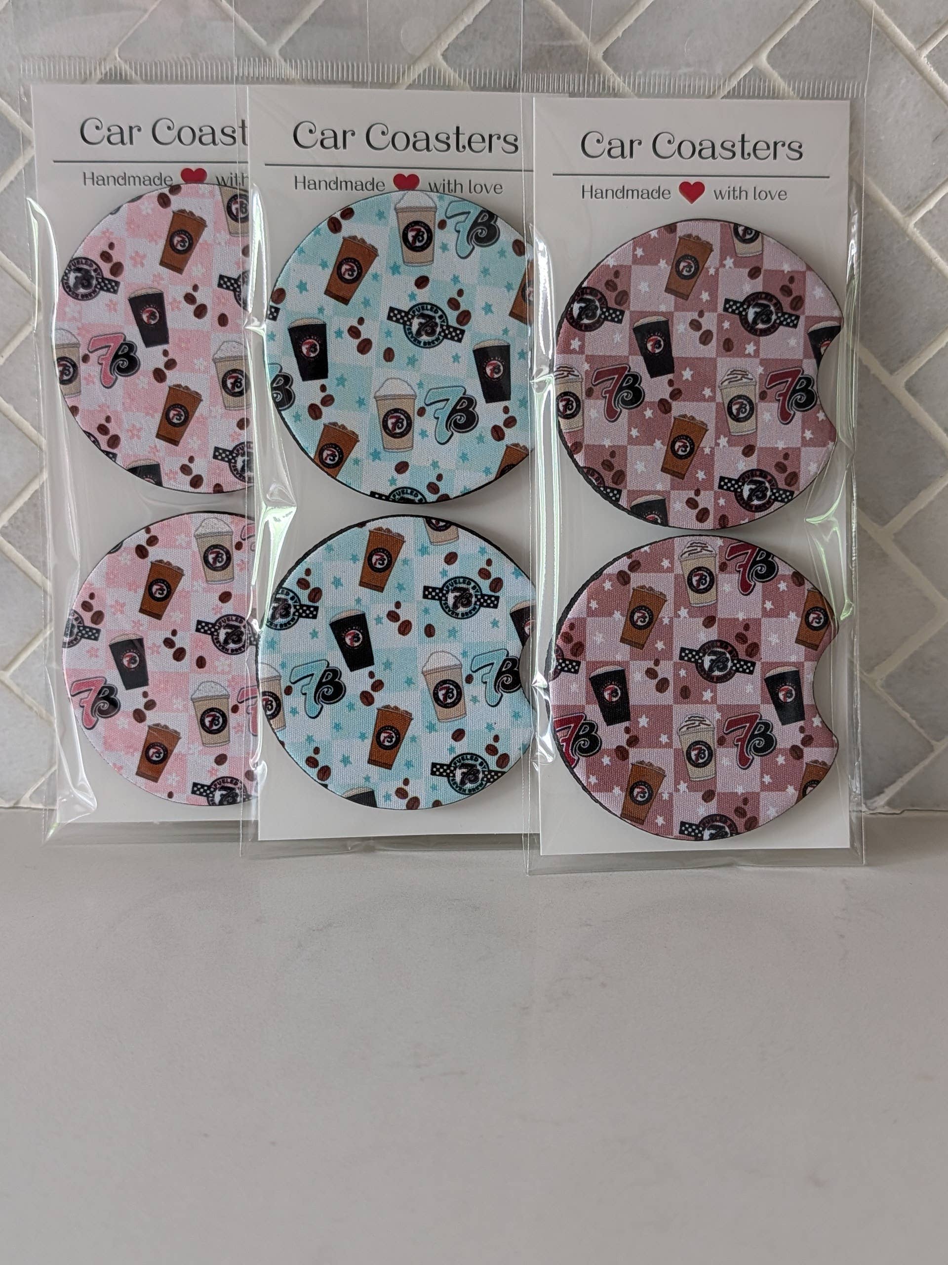 Brew Coffee Inspired Car Coasters : Blue