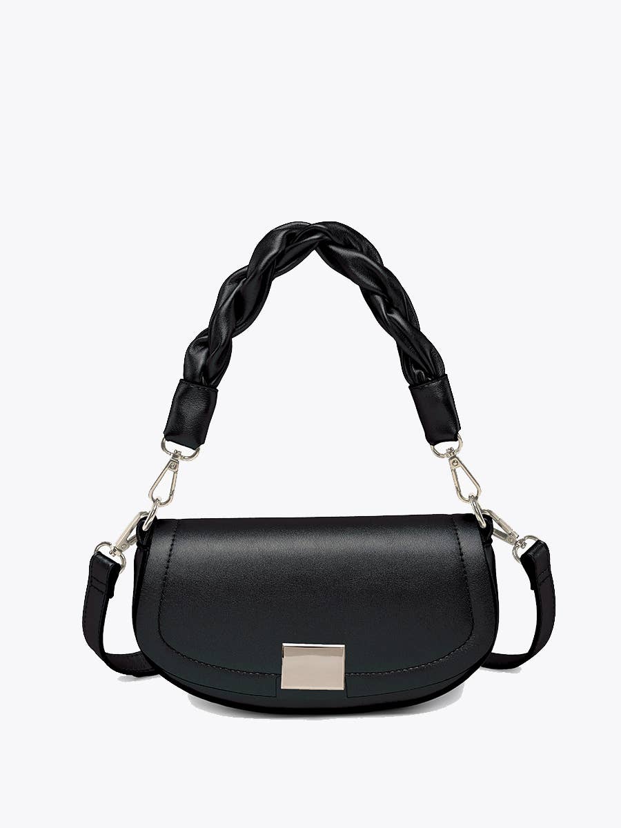 Nylah Flapover Crossbody – Woven Strap Bag | EH2708 : Silver