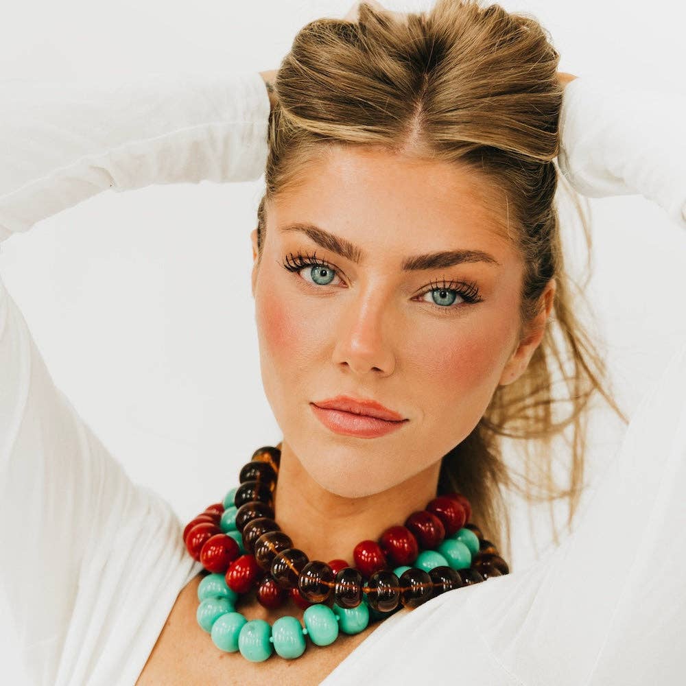 Bella Beaded Necklace - WATERPROOF: Amber