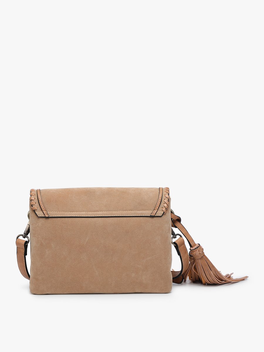 Sloane Suede Flapover Whipstitch Crossbody | M1802SDE : Brick