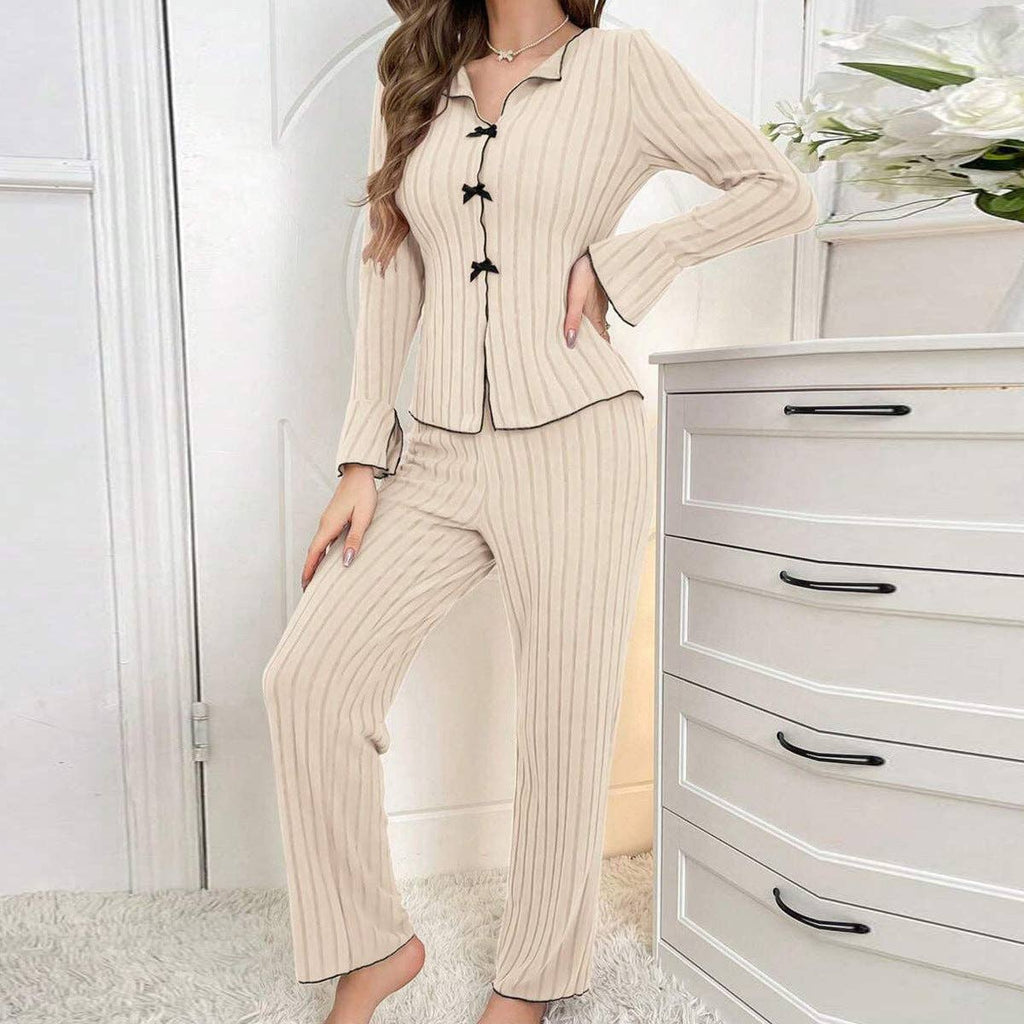 Women's Pajama Set Cozy All-Season Polyester Sleepwear: Off-white / M