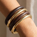 Matte And Metallic Tube Bangle Bracelet Set: DBR