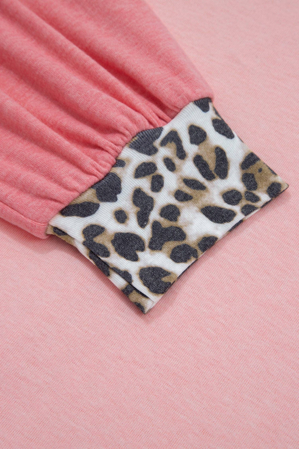 Color Block Leopard Dolman Sleeve High Low Baggy Sweatshirt: Light Pink / 75%Polyester+20%Viscose+5%Elastane / L