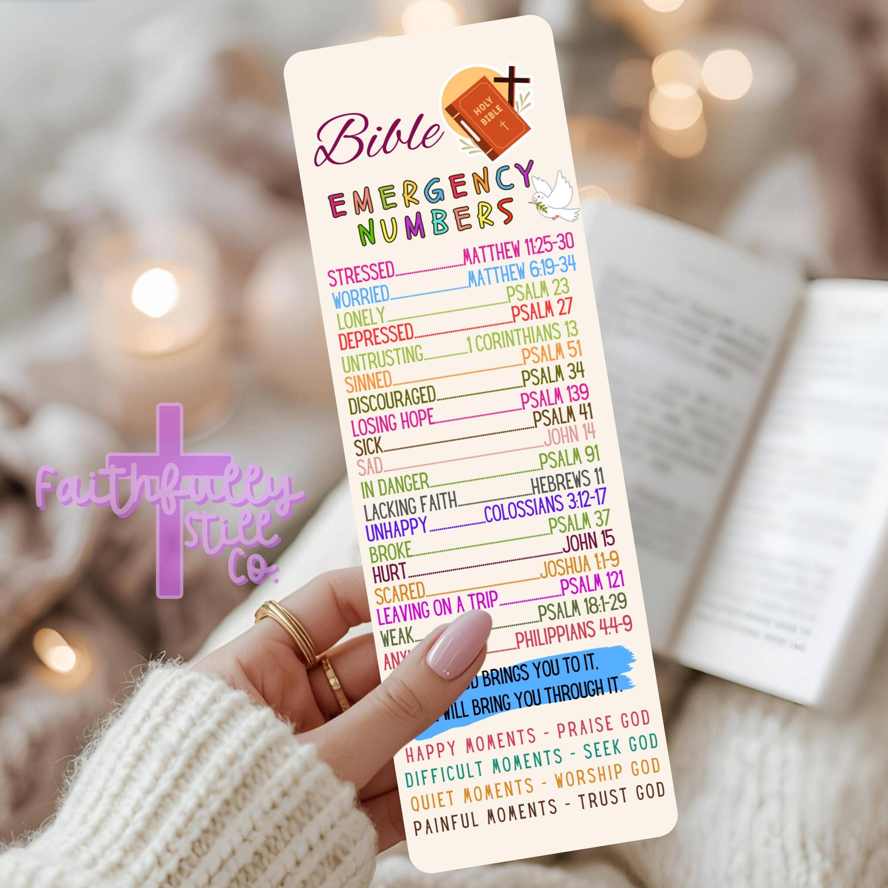 Bible Emergency Numbers Colorful Bookmark