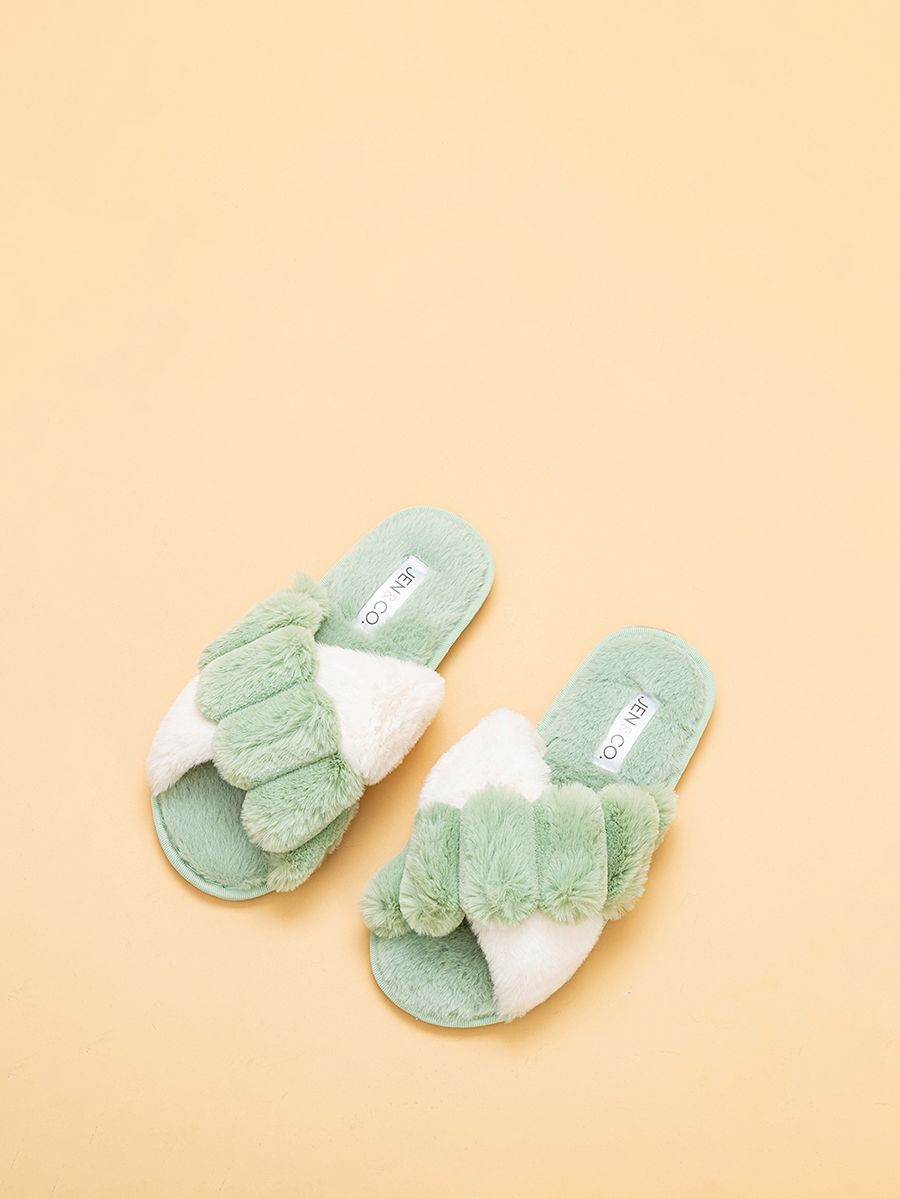 Amanda Two-Tone Slippers | SLP2120 : Sage / Large