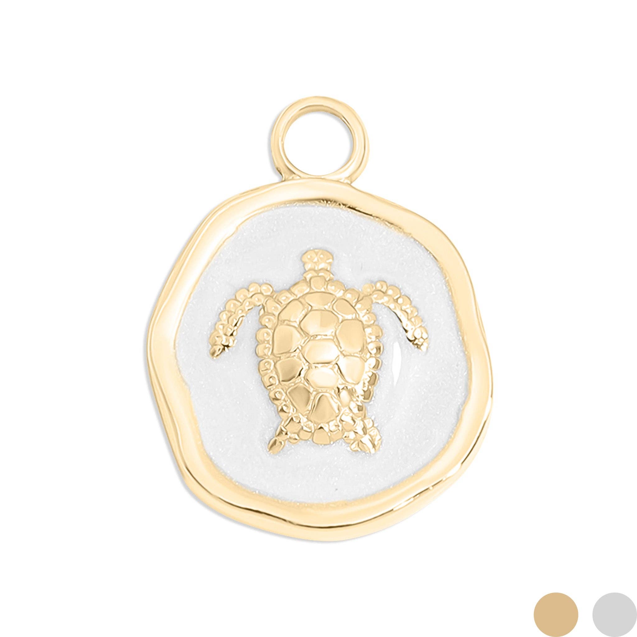 18K Gold PVD Sea Turtle Epoxy Charm: Gold