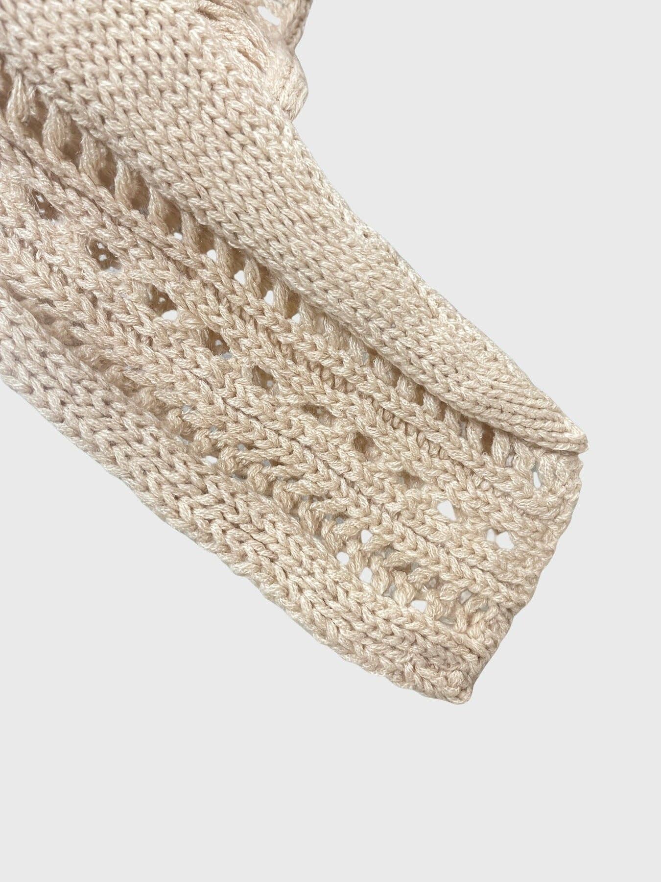 Crochet Cardigan Openwork Long Sleeve Crop Top Women N6A156: Apricot / S