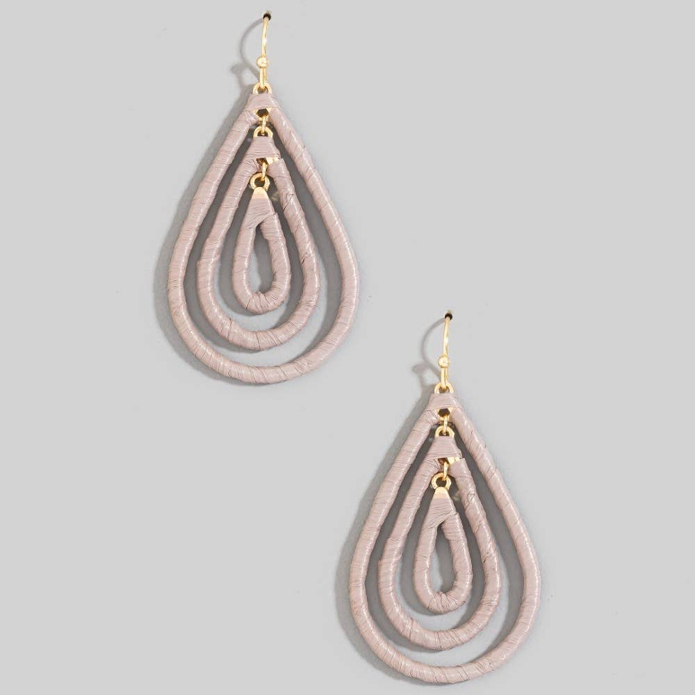 Raffia Wrapped Layered Teardrop Earrings: LBR