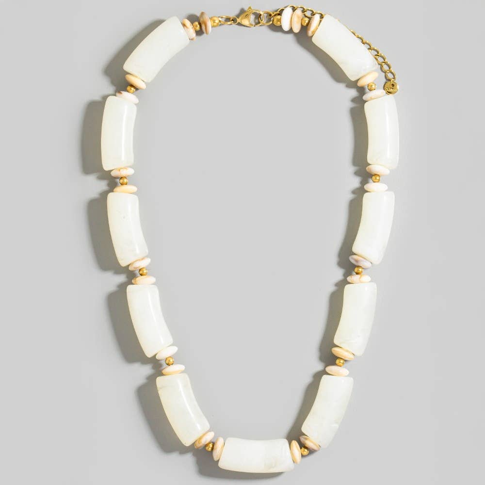 Large Marble Resin Tube Beads Necklace: BR