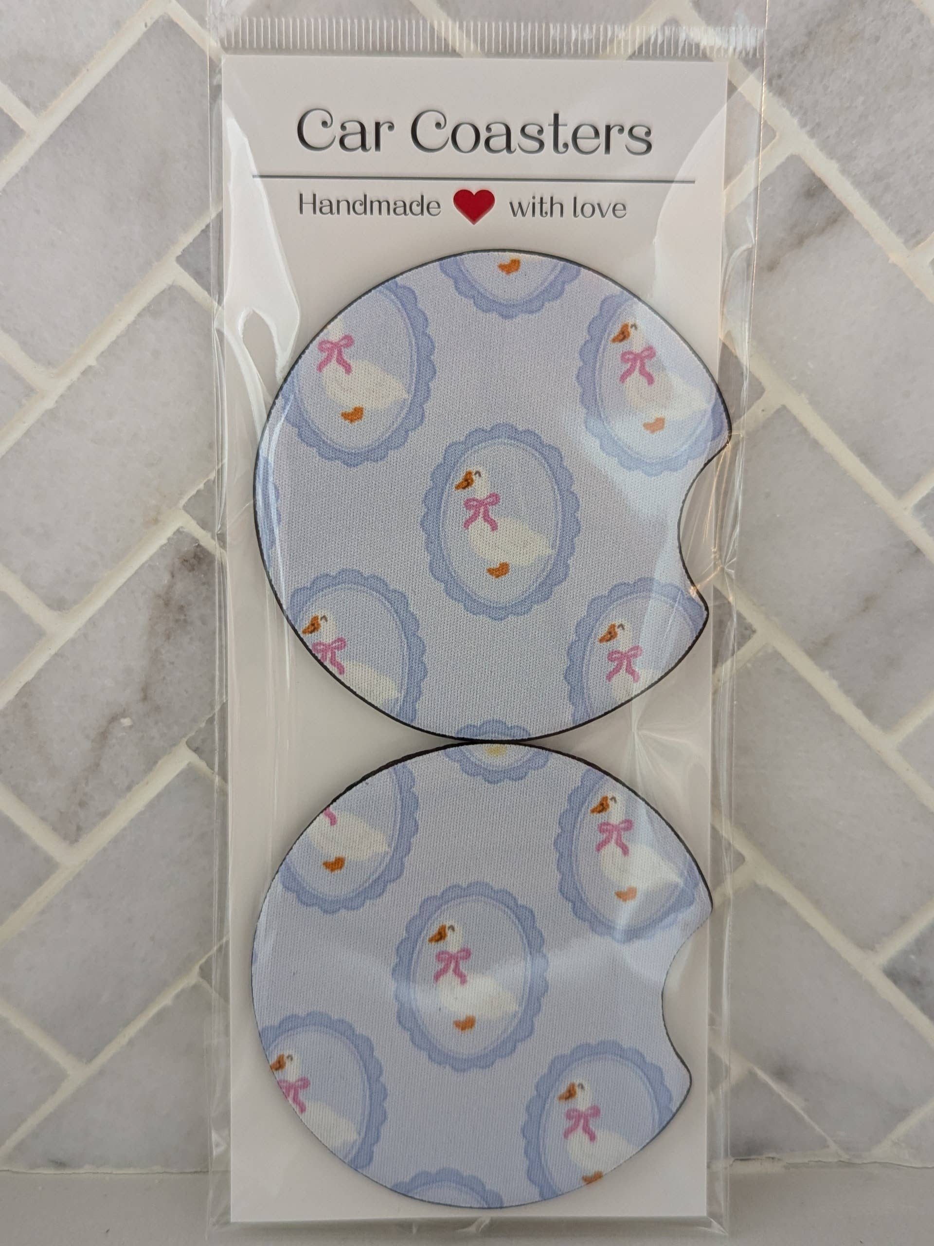 Silly Goose Car Coasters: Flower goose