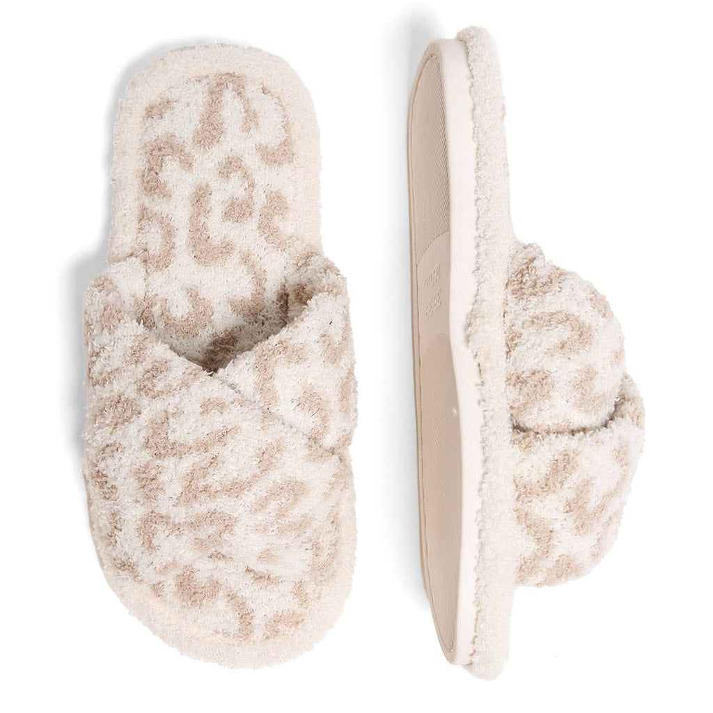 Luxury Soft Crossover Leopard Pattern Slipper: BEIGE / S/M
