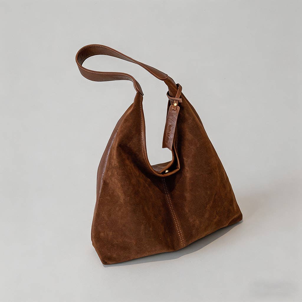 Vintage Suede Hobo Shoulder Bag: Chocolate / One Size